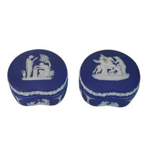 Vintage Wedgwood Jasperware Trinket Boxes – Dark Blue (2 available)